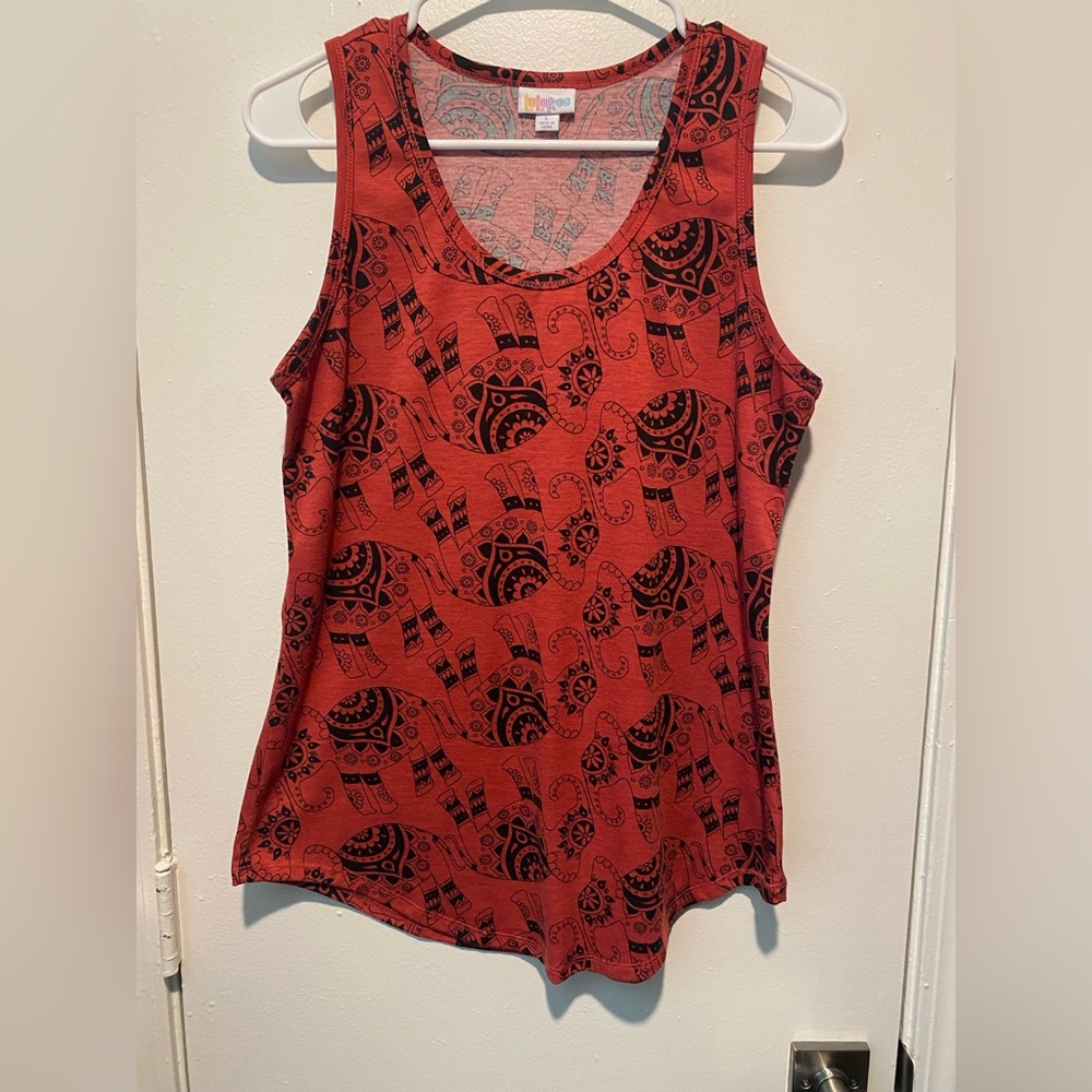 LulaRoe Sleeveless Red Patterned Top